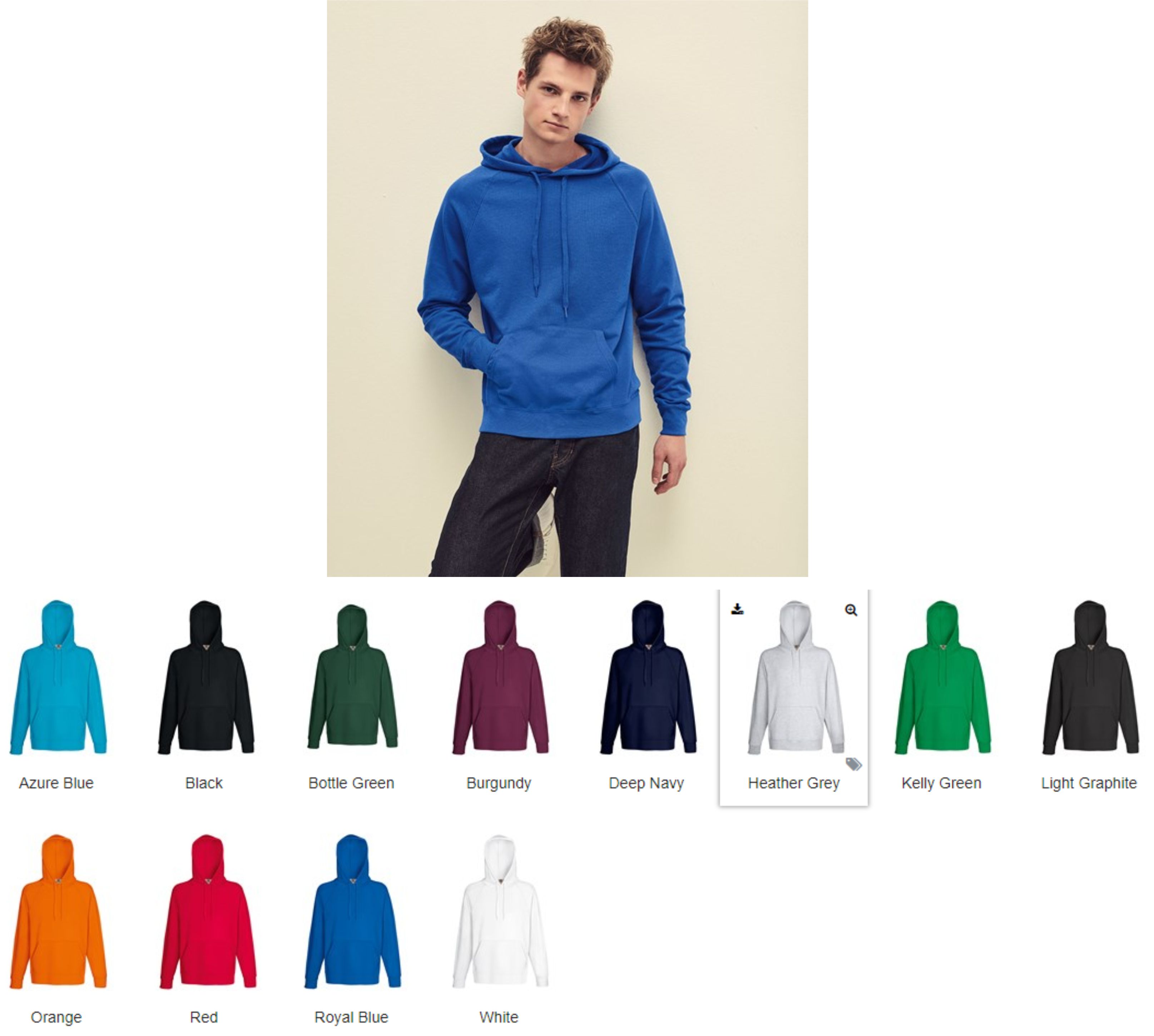 Fruit of the Loom SS56 Lightweight Hooded Sweatshirt - Click Image to Close